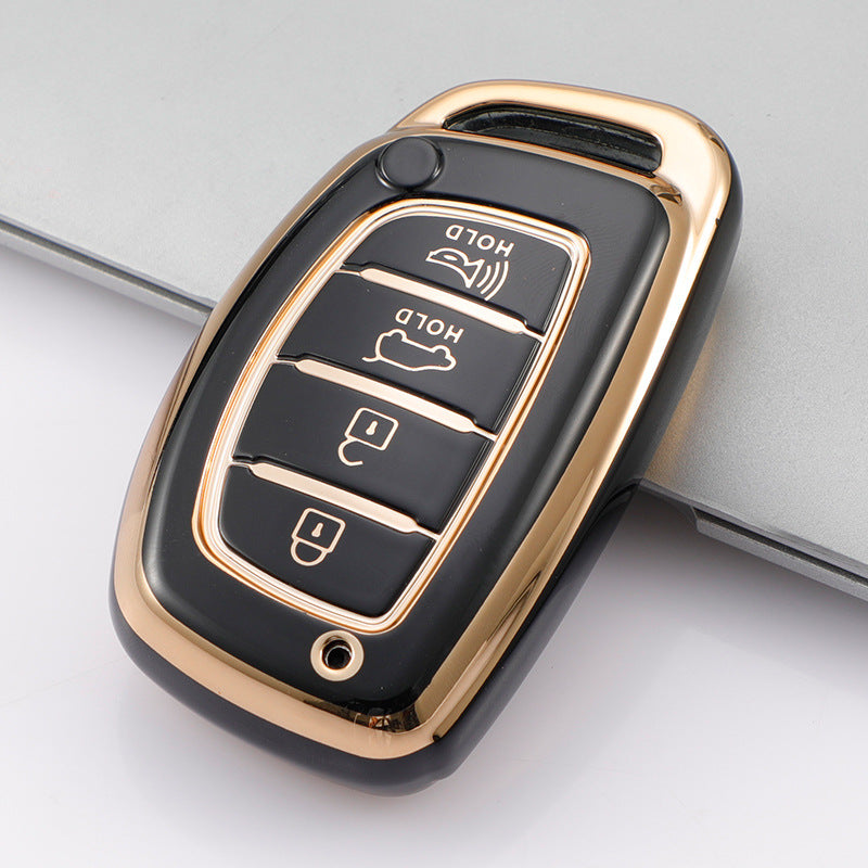 Carsine Hyundai Car Key Case Golden Edge Black / Key case