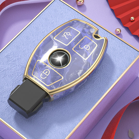 Carsine Mercedes Benz Car Key Case Gold Inlaid With Jade Purple / Key case