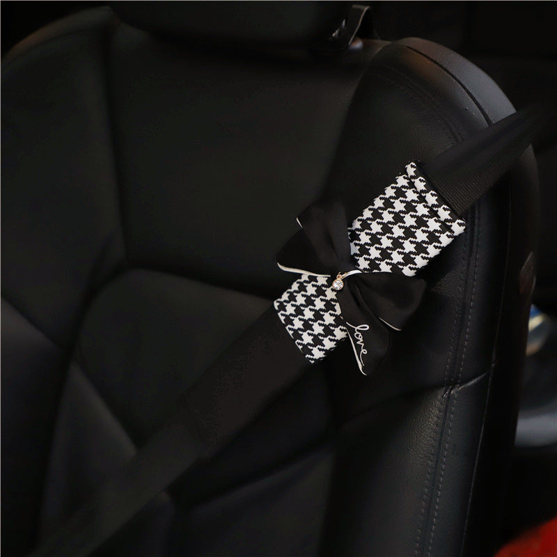 Carsine Houndstooth Bow Car Seat Belt Shoulder Cover