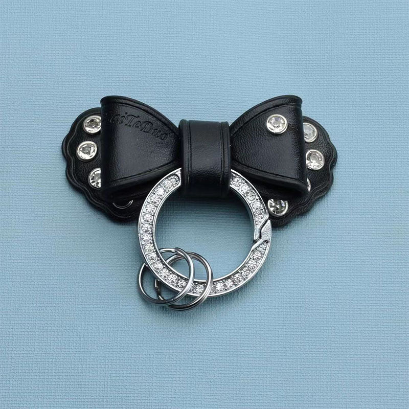 Carsine Bow Silver Keychain Black