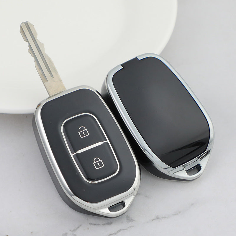 Carsine Renault Car Key Cover Silver Edge Black / Key case