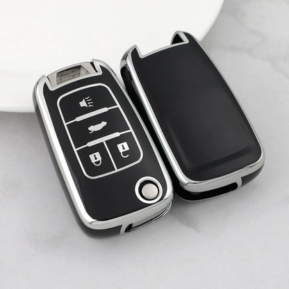 Carsine Chevrolet Buick Car Key Cover Silver Edge Black / Key case