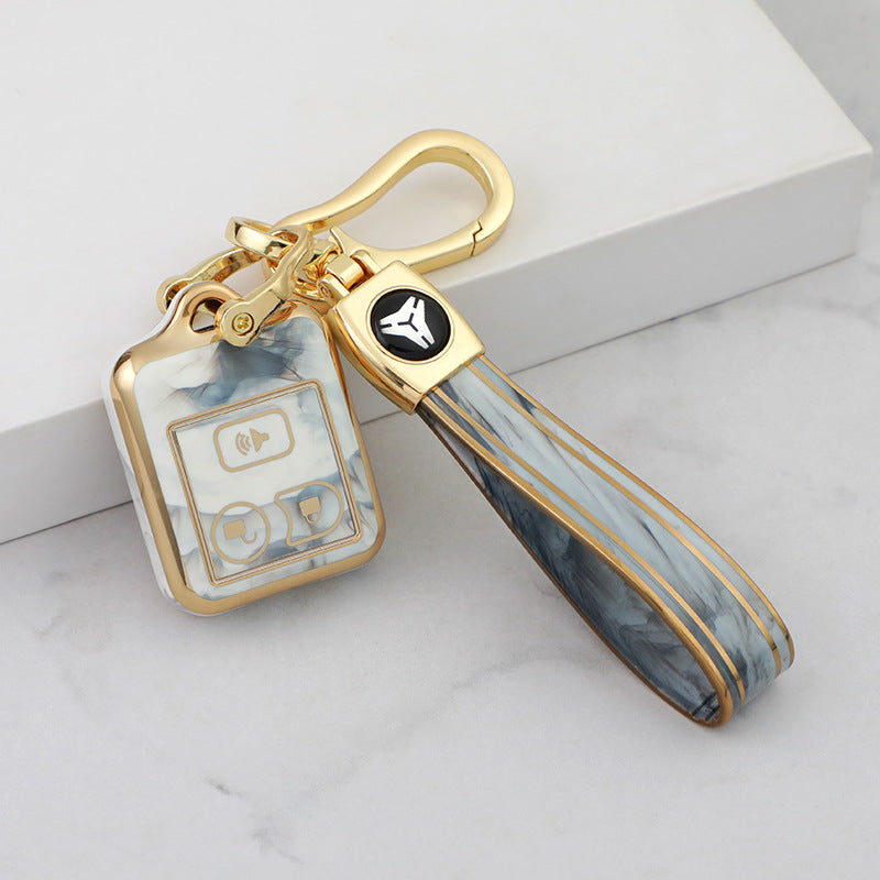 Carsine Ford Car Key Case Gold Inlaid With Jade Grey / Key case + strap