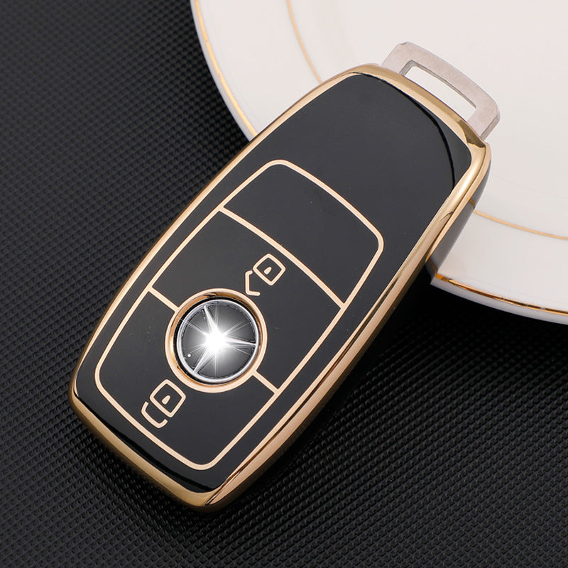 Carsine Mercedes Benz Car Key Case Golden Edge Black / Key case