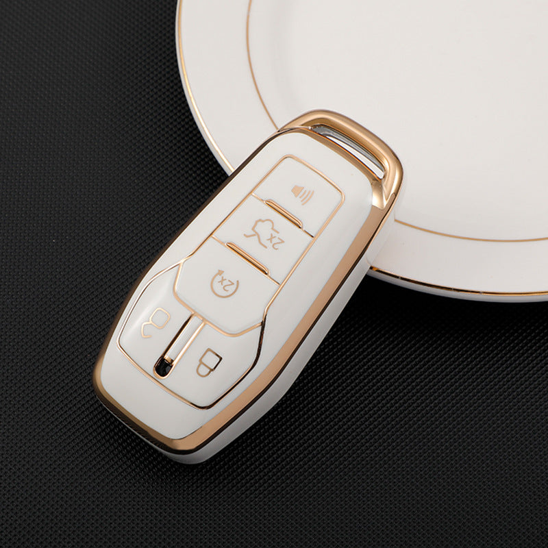 Carsine Ford Car Key Case Golden Edge White / Key case