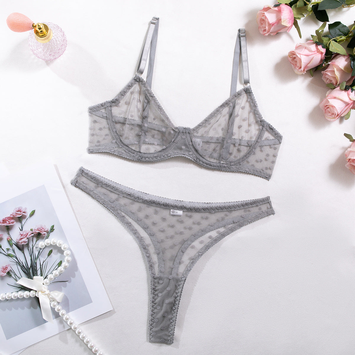 Polka Dot Thong Sexy Lingerie 2-Piece Set G string Thong