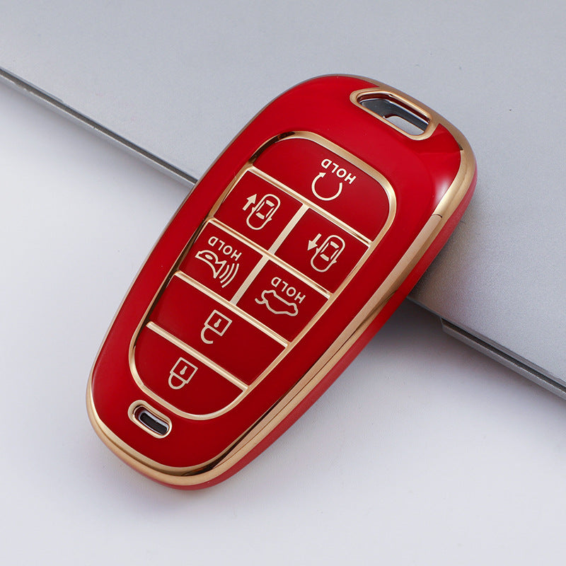 Carsine Hyundai Car Key Case Golden Edge Red / Key case