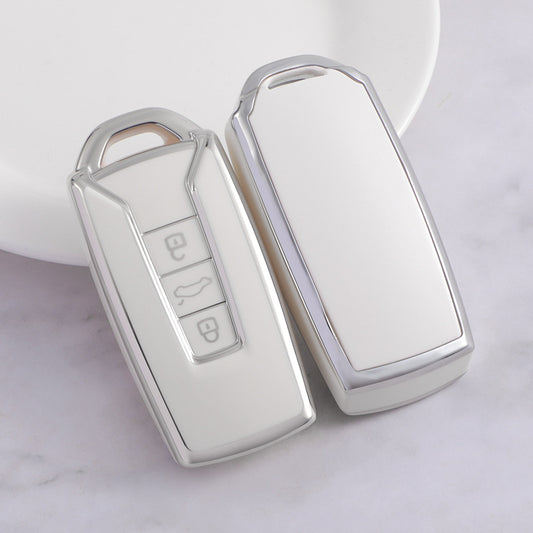 Carsine Volkswagen Car Key Cover Silver Edge White / Key case