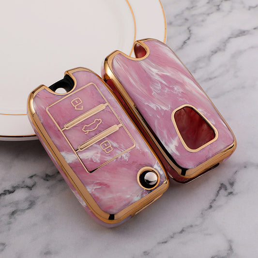 Carsine MG Car Key Case Gold Inlaid With Jade Pink / Key case