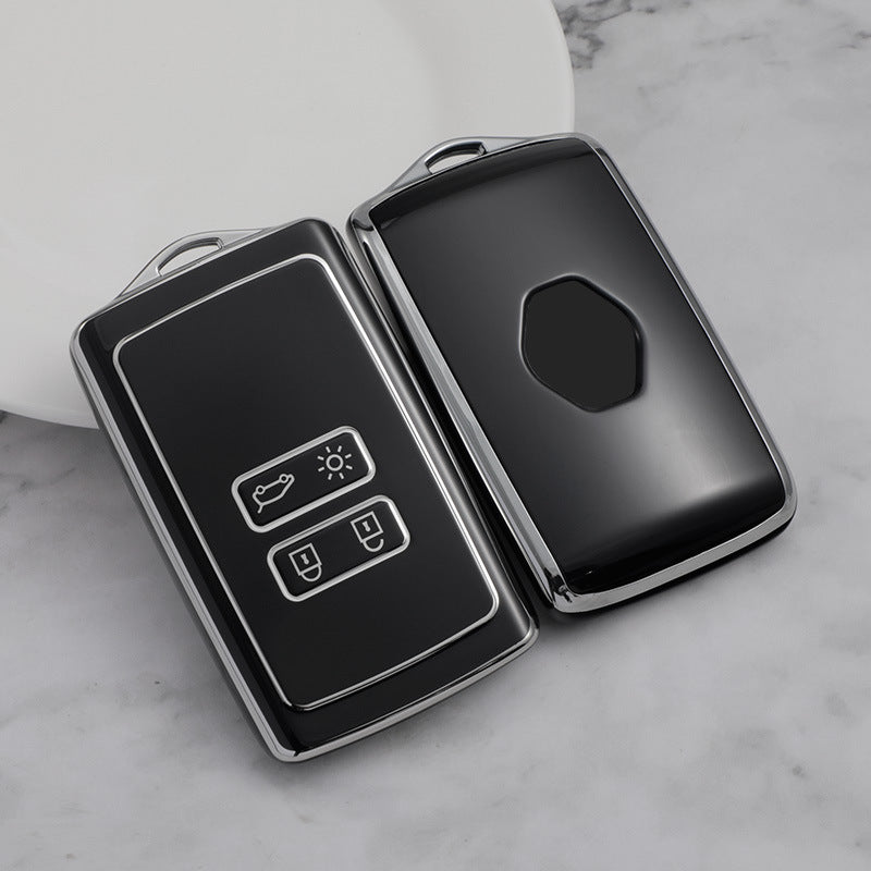 Carsine Renault Car Key Cover Silver Edge Black / Key case