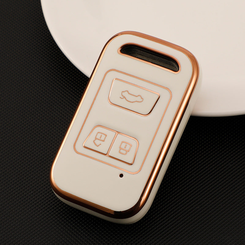 Carsine Chery Car Key Case Golden Edge White / Key case