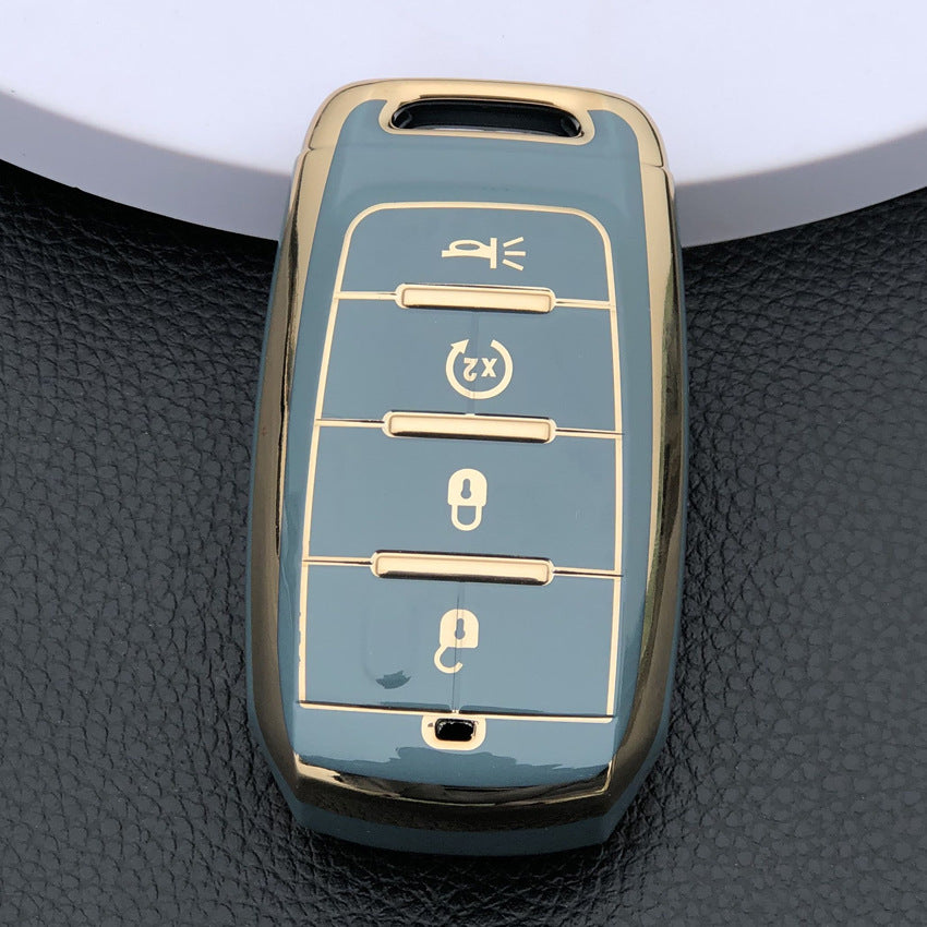 Carsine Jeep Dodge Chrysler Car Key Case Golden Edge Grey / Key case