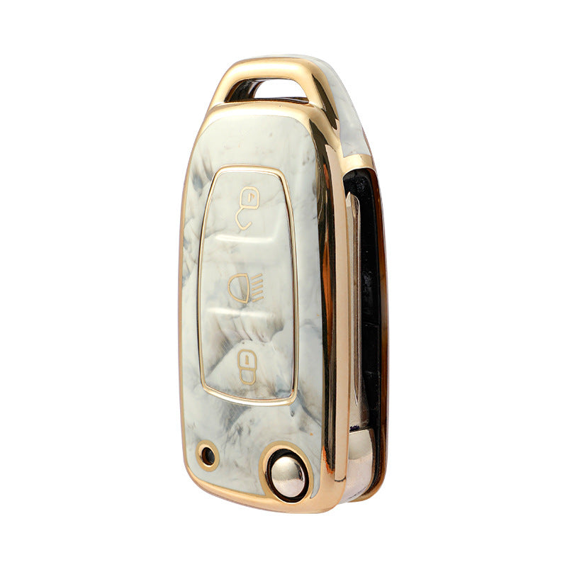 Carsine TATA Car Key Case Gold Inlaid With Jade