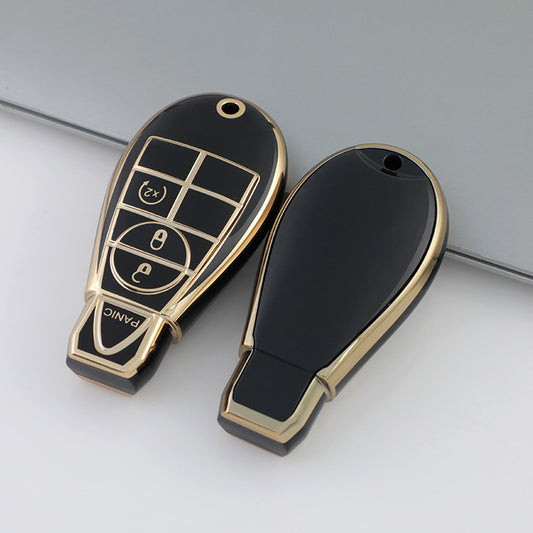 Carsine Jeep Dodge Chrysler Car Key Case Golden Edge Black / Key case