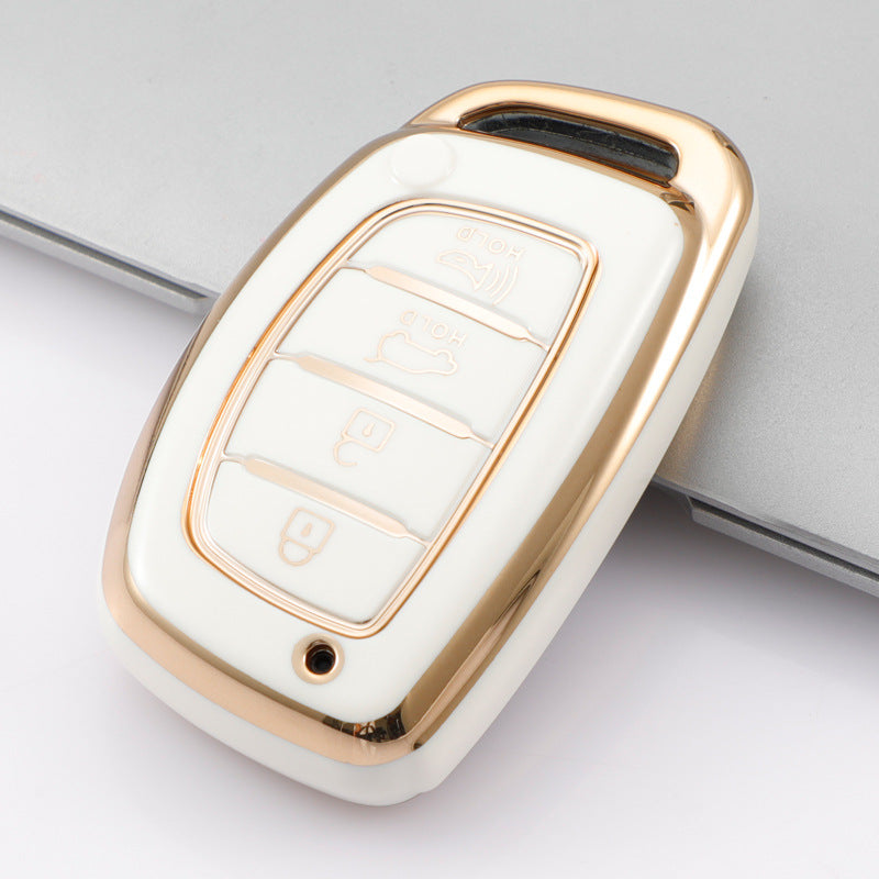 Carsine Hyundai Car Key Case Golden Edge White / Key case