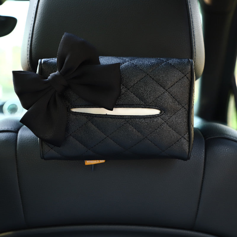 Carsine Bowknot leather car paper box black bow