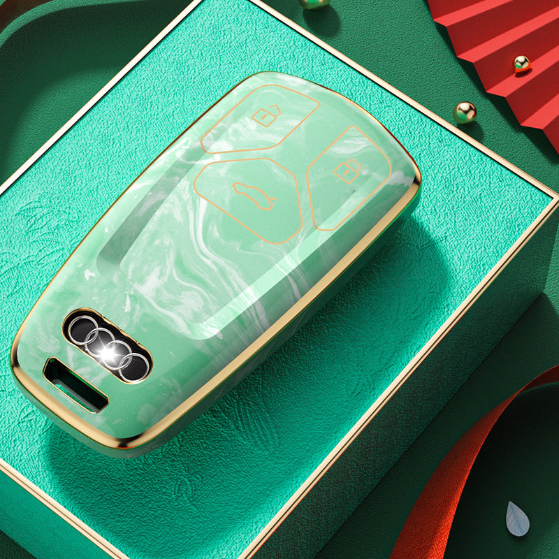 Carsine Audi Car Key Case Gold Inlaid With Jade Green / Key case