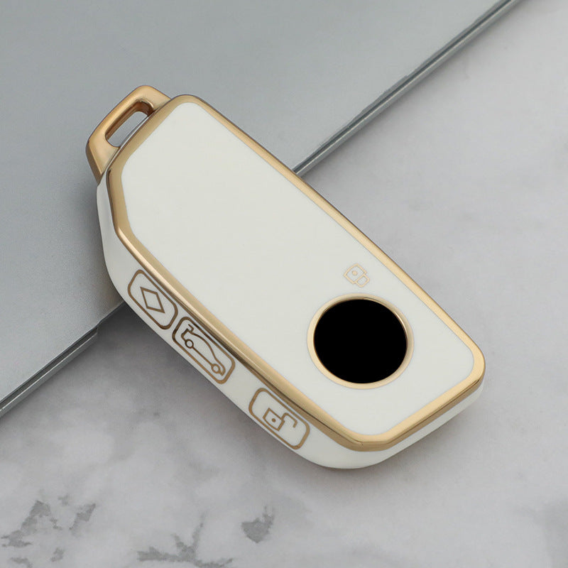 Carsine BMW Mini Car Key Case Golden Edge White / Key case