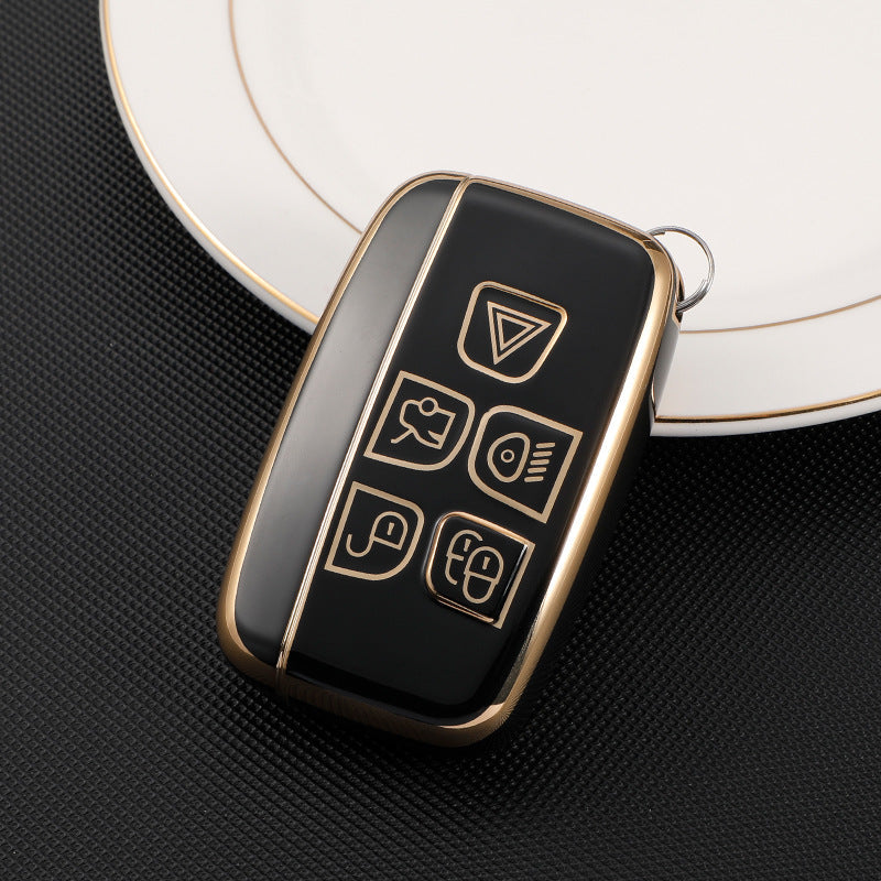 Carsine Land Rover Jaguar Car Key Case Golden Edge Black / Key case