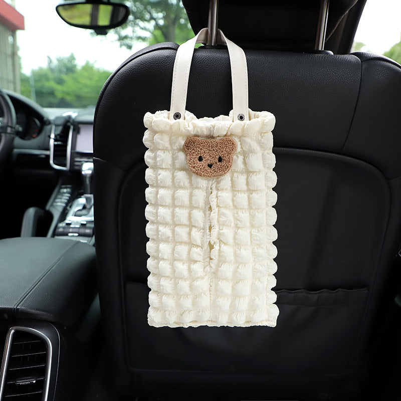 Carsine Puff Car Seat Hanging Paper Box White + Bear