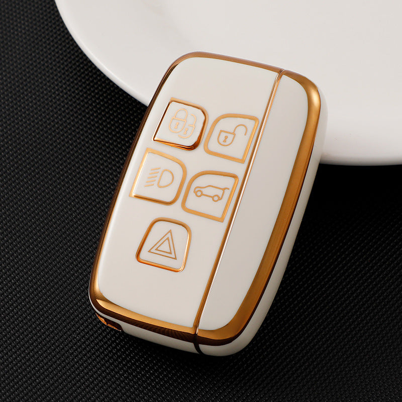 Carsine Land Rover Jaguar Car Key Case Golden Edge White / Key case