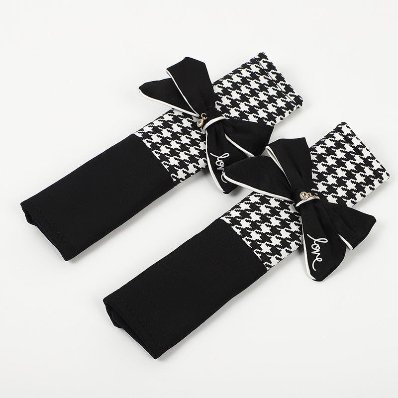 Carsine Houndstooth Bow Car Seat Belt Shoulder Cover