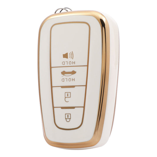 Carsine Toyota Car Key Case Rhinestones Keychain 4 Buttons / White / Key case