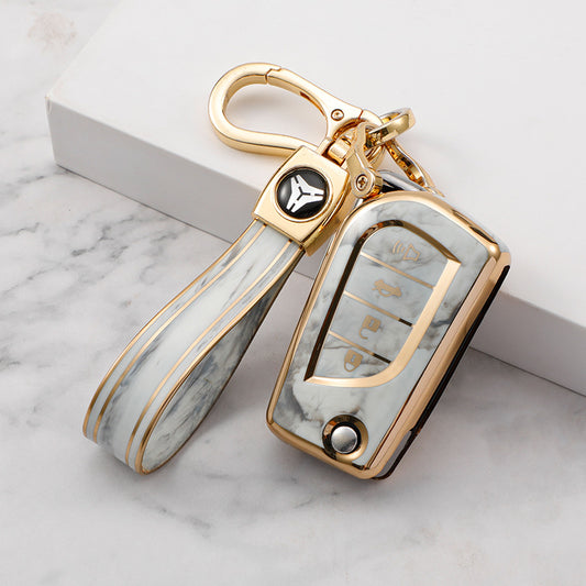 Carsine Toyota Car Key Case Gold Inlaid With Jade Grey / Key case + strap