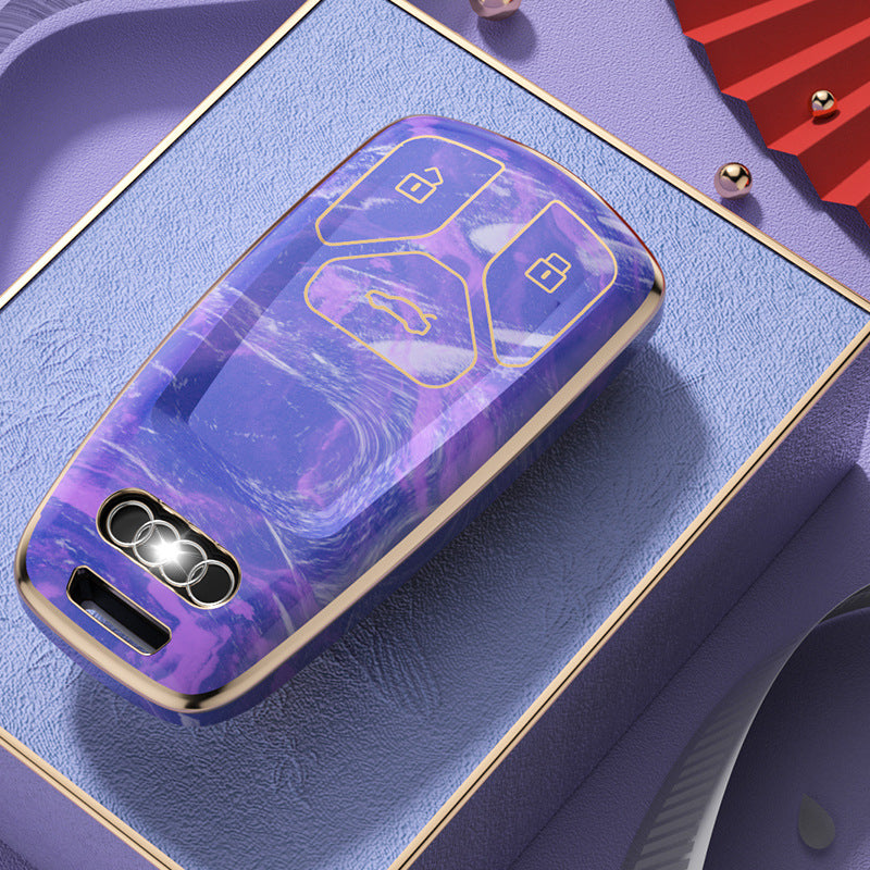 Carsine Audi Car Key Case Gold Inlaid With Jade Purple / Key case