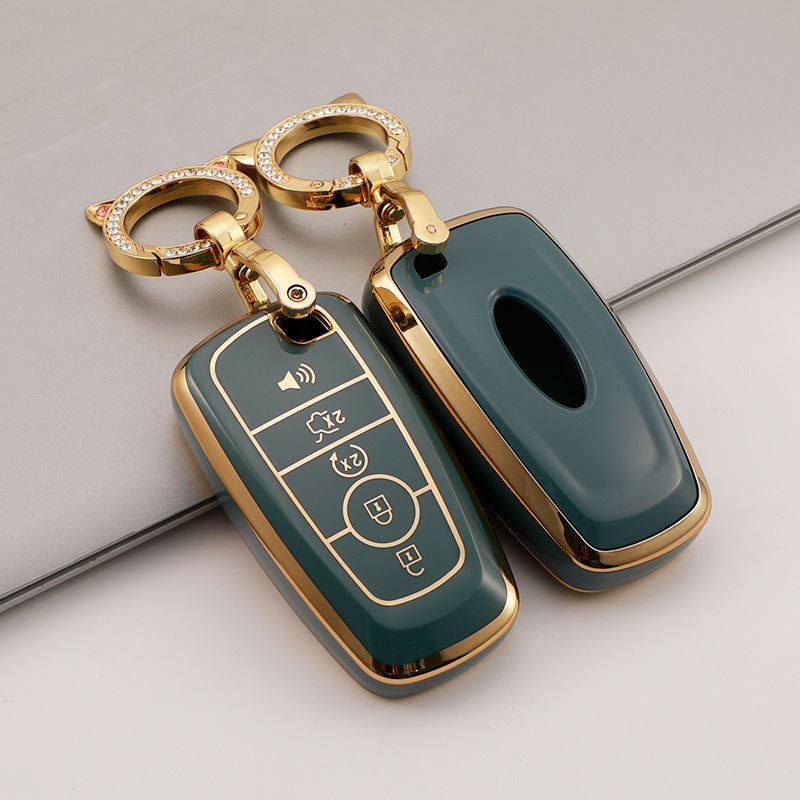 Carsine Ford Car Key Case Golden Edge Grey / Key case(no chain)
