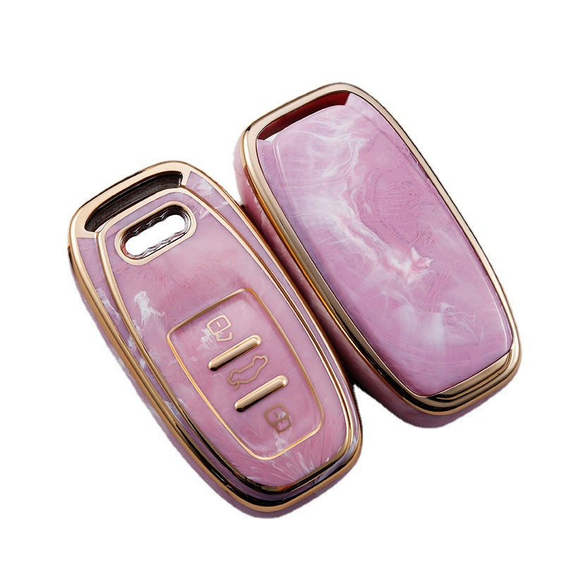 Carsine Audi Car Key Case Gold Inlaid With Jade