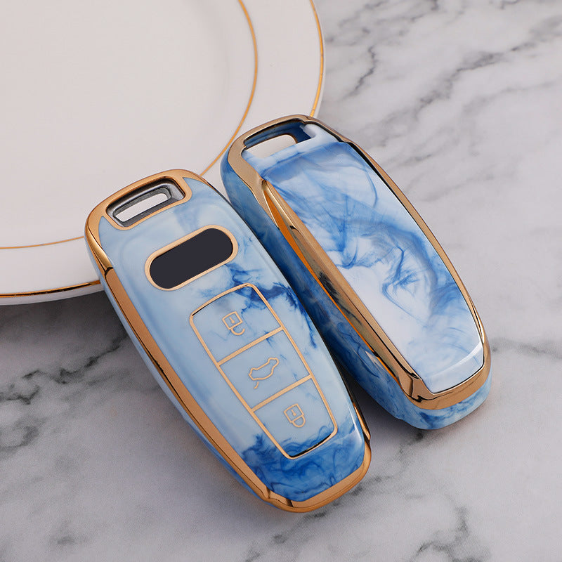 Carsine Audi Car Key Case Gold Inlaid With Jade Blue / Key case