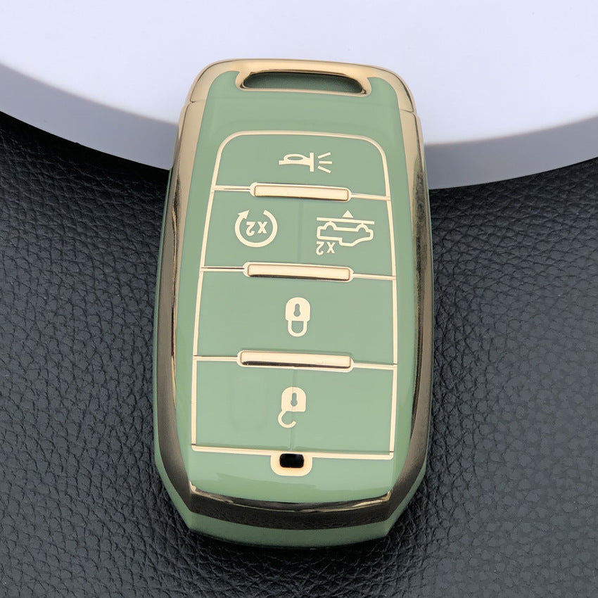 Carsine Jeep Dodge Chrysler Car Key Case Golden Edge Green / Key case