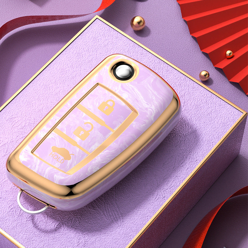 Carsine Nissan Car Key Case Gold Inlaid With Jade Pink / Key case