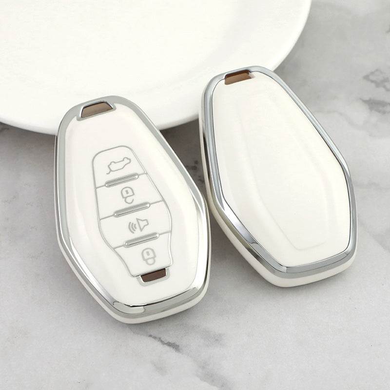 Carsine Chery Car Key Case Silver Edge White / Key case