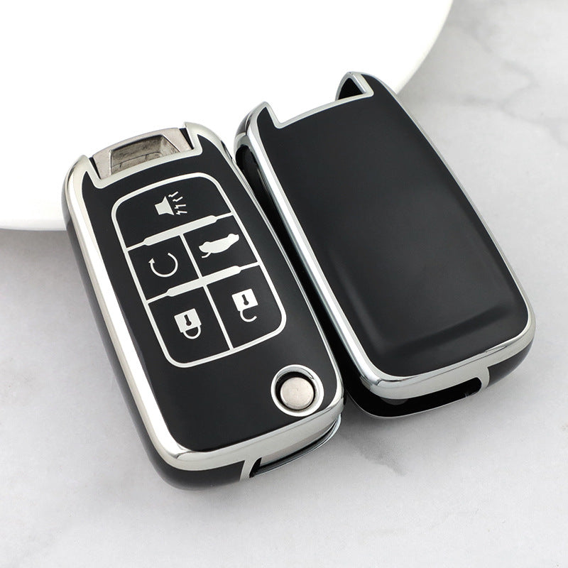 Carsine Chevrolet Buick Car Key Cover Silver Edge Black / Key case