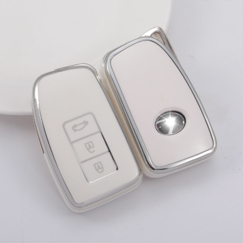 Carsine Lexus Car Key Cover Silver Edge White / Key case