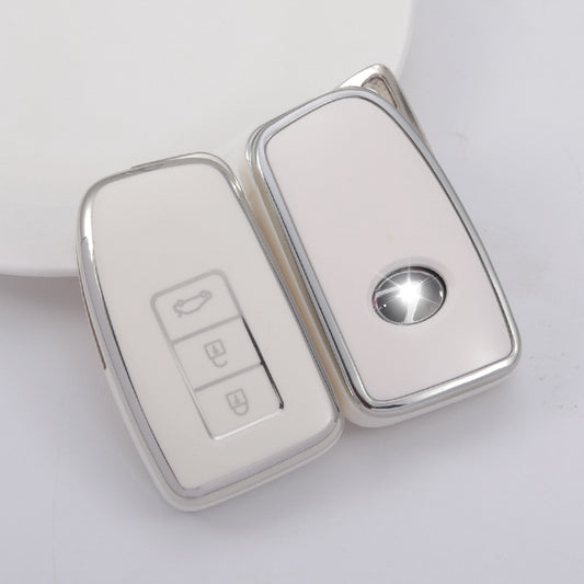 Carsine Lexus Car Key Cover Silver Edge White / Key case