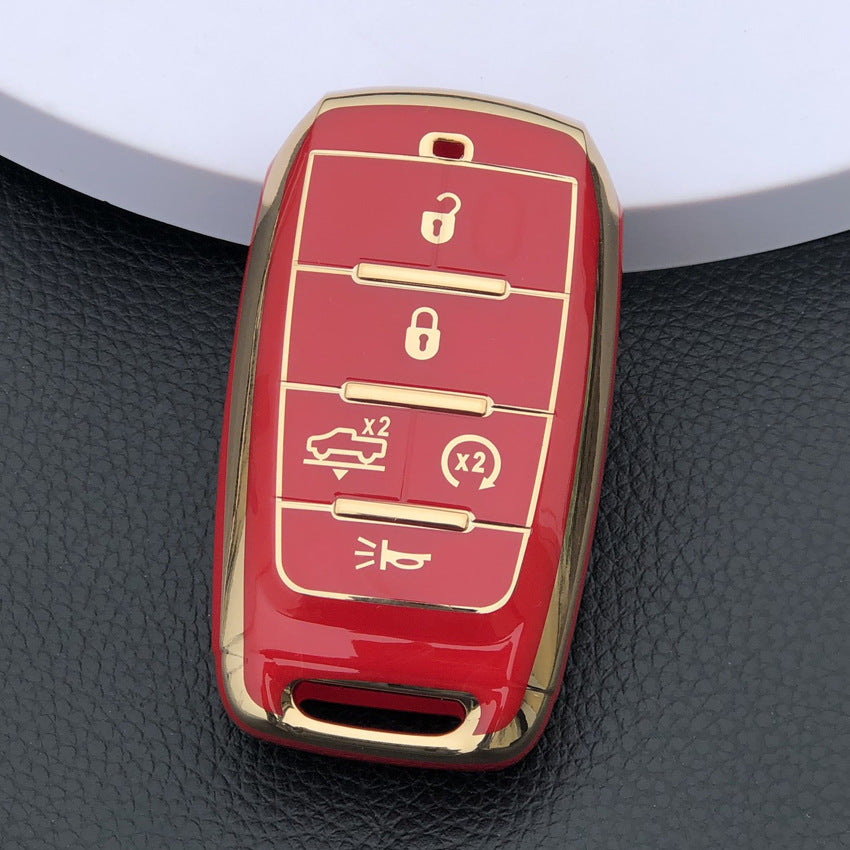 Carsine Jeep Dodge Chrysler Car Key Case Golden Edge Red / Key case