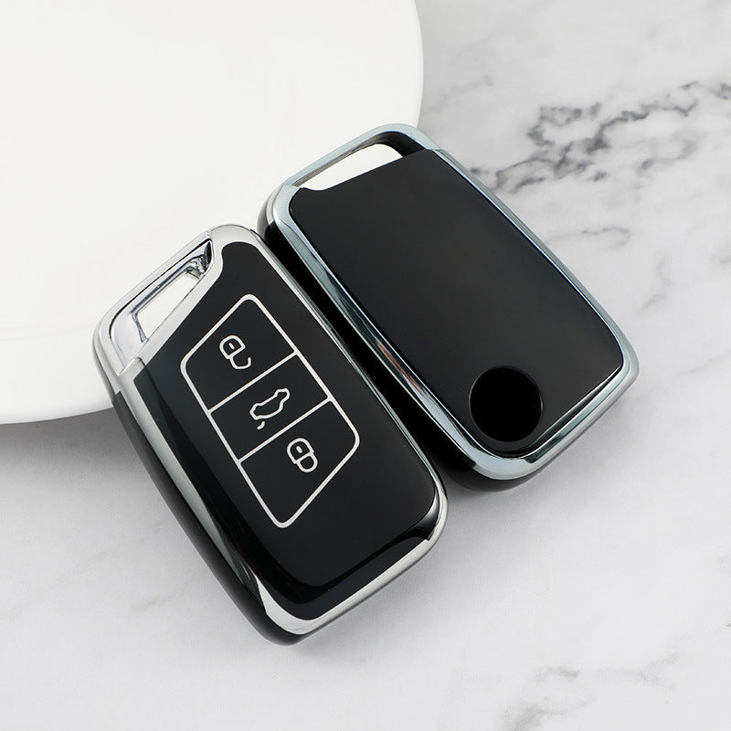 Carsine Volkswagen Car Key Cover Silver Edge Black / Key case