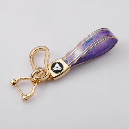 Carsine Gold Inlaid Jade Key Chain Purple