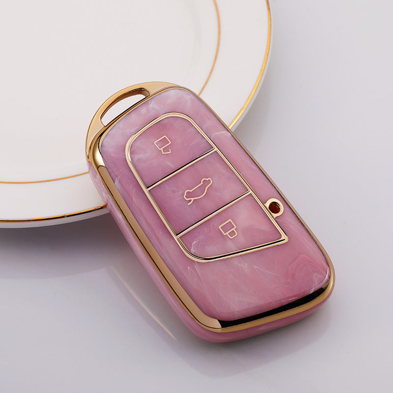 Carsine Chery Car Key Case Gold Inlaid With Jade Pink / Key case