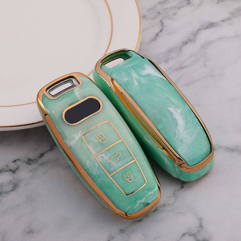 Carsine Audi Car Key Case Gold Inlaid With Jade Green / Key case