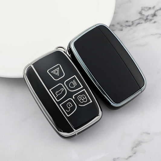 Carsine Land Rover Jaguar Car Key Cover Silver Edge Black / Key case