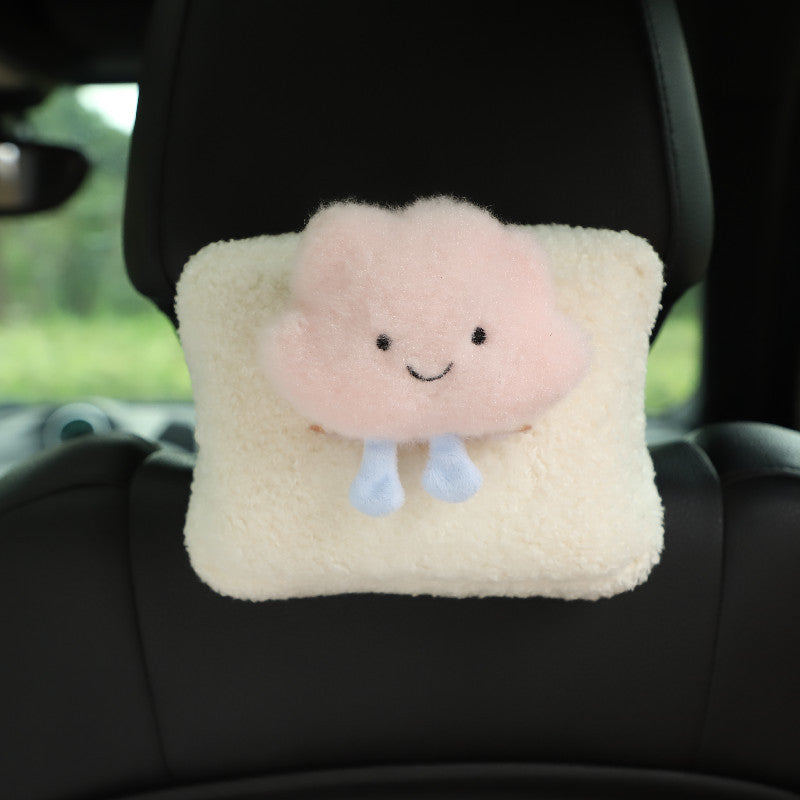 Carsine Cartoon lamb velvet car paper box Pink Clouds