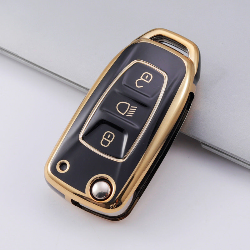 Carsine TATA Car Key Case Golden Edge Black
