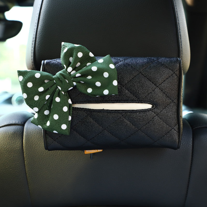 Carsine Bowknot leather car paper box green bow
