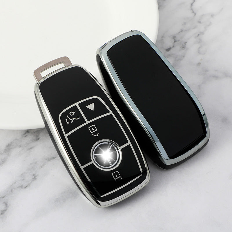 Carsine Mercedes Benz Car Key Cover Silver Edge Black / Key case