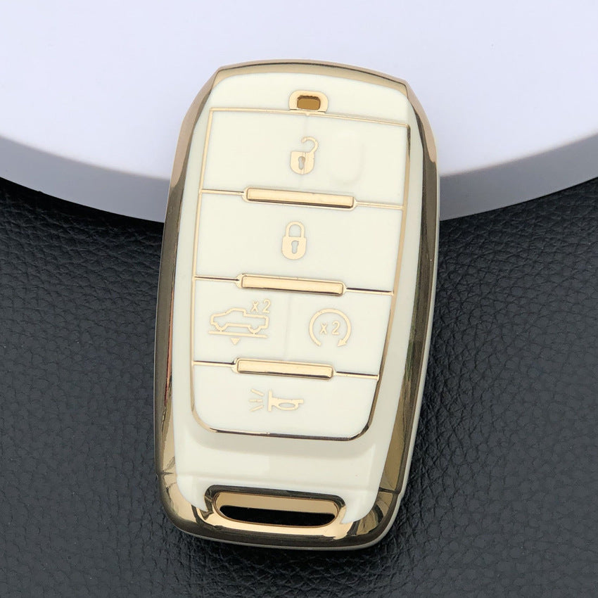 Carsine Jeep Dodge Chrysler Car Key Case Golden Edge White / Key case