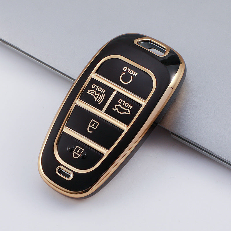 Carsine Hyundai Car Key Case Golden Edge Black / Key case